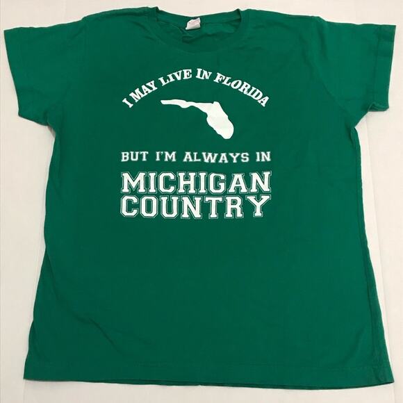 LAT Tops - Ladies Green Florida Michigan Baby Tee